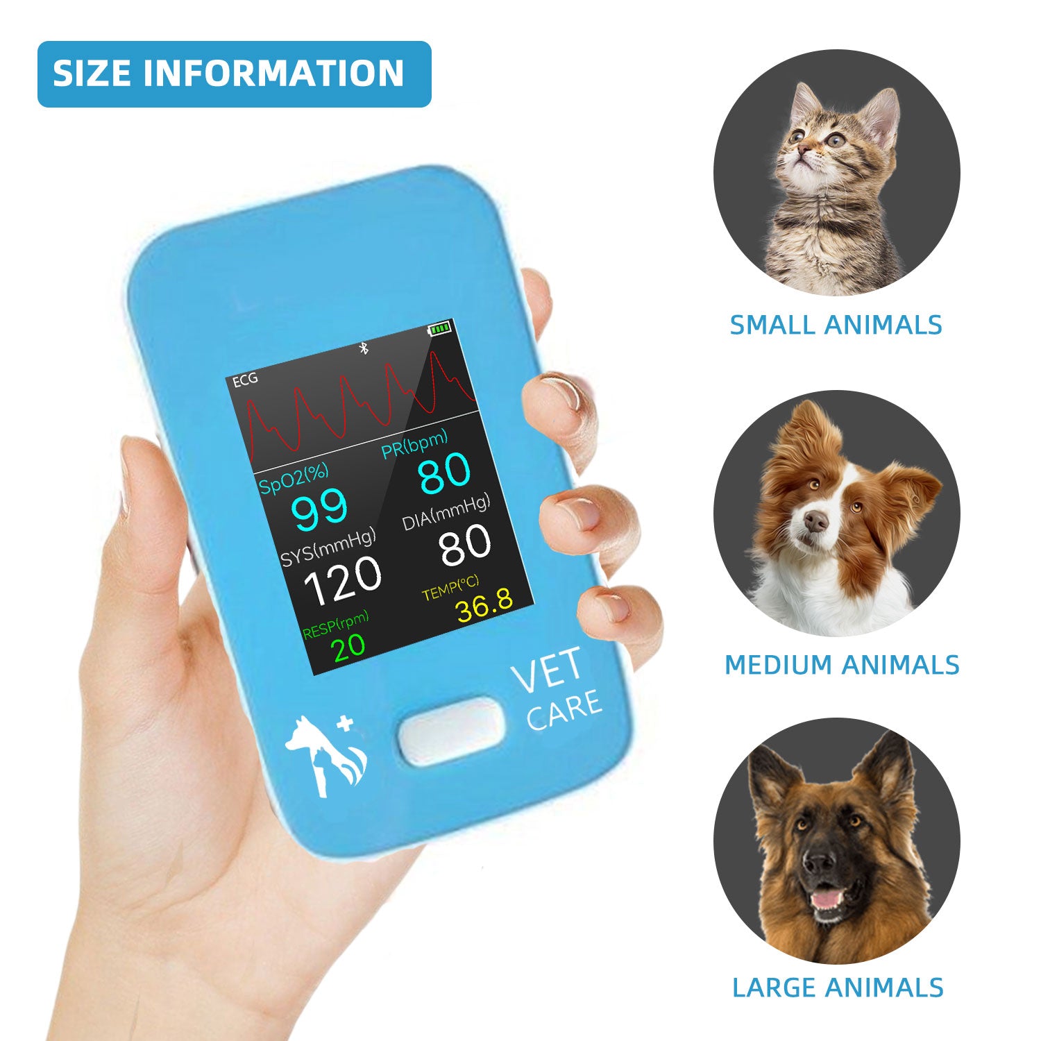 Digital Veterinary Monitor for Dog Cat Pets, Electronic Rechargeable Animal Vital Signs Monitoring Equipment, Blood Pressure and Pulse Oximeter Monitor for Family Hospital Use