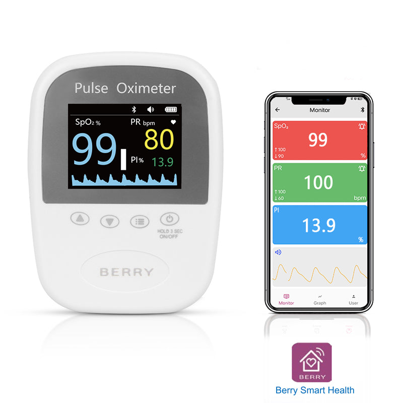 BERRY Bluetooth handheld color display pulse oximeter fit for adult, child CE FDA approved