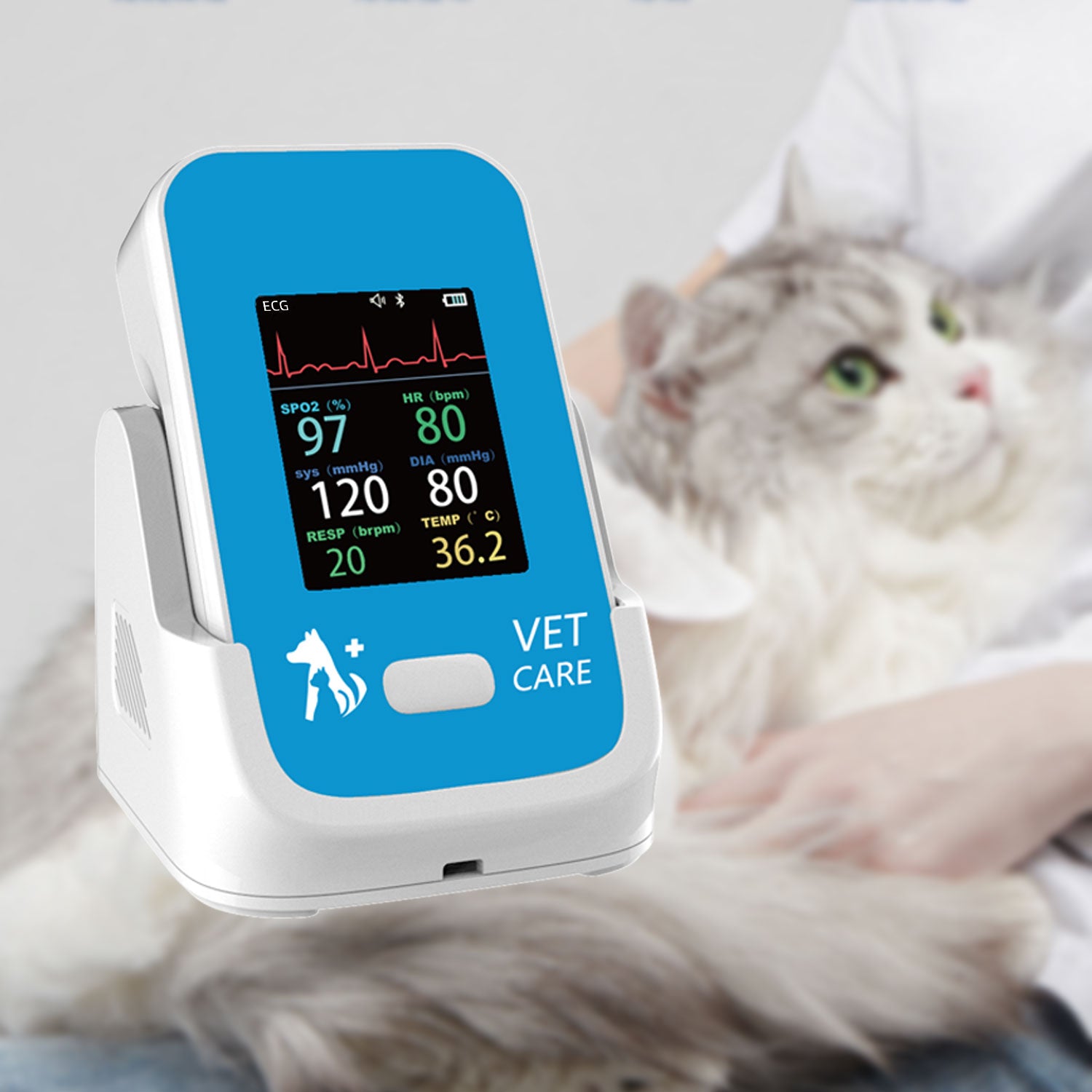 Digital Veterinary Monitor for Dog Cat Pets, Electronic Rechargeable Animal Vital Signs Monitoring Equipment, Blood Pressure and Pulse Oximeter Monitor for Family Hospital Use