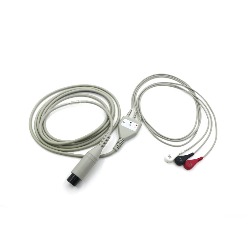 AAMI MINDRAY ECG EKG Cable 6 Pin 3 Leads Snap AHA Compatible