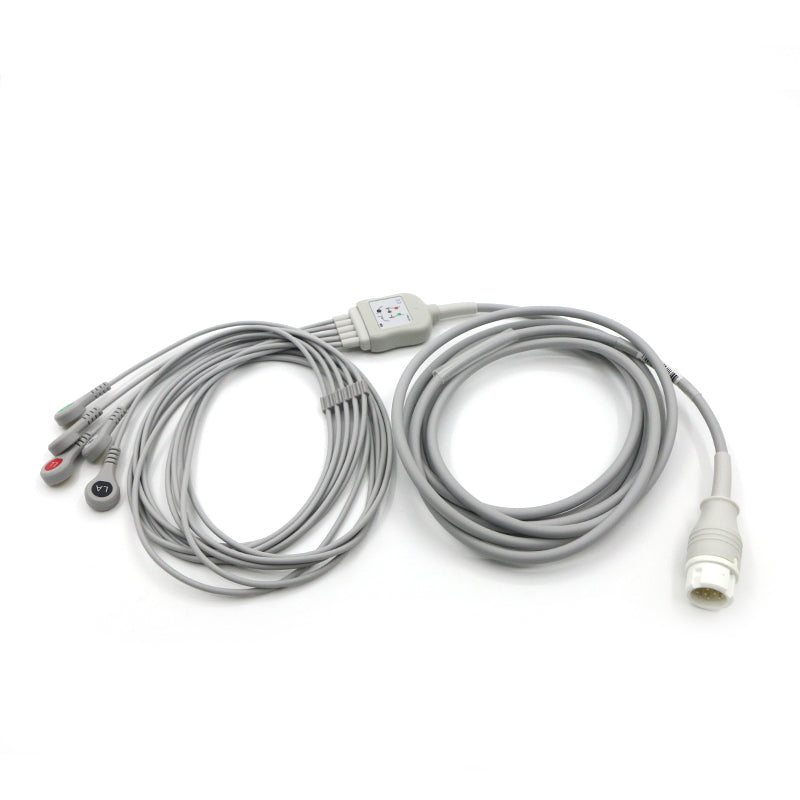 Compatible Philips 12 pin 5 Leads Snap ECG EKG Cable M1977A